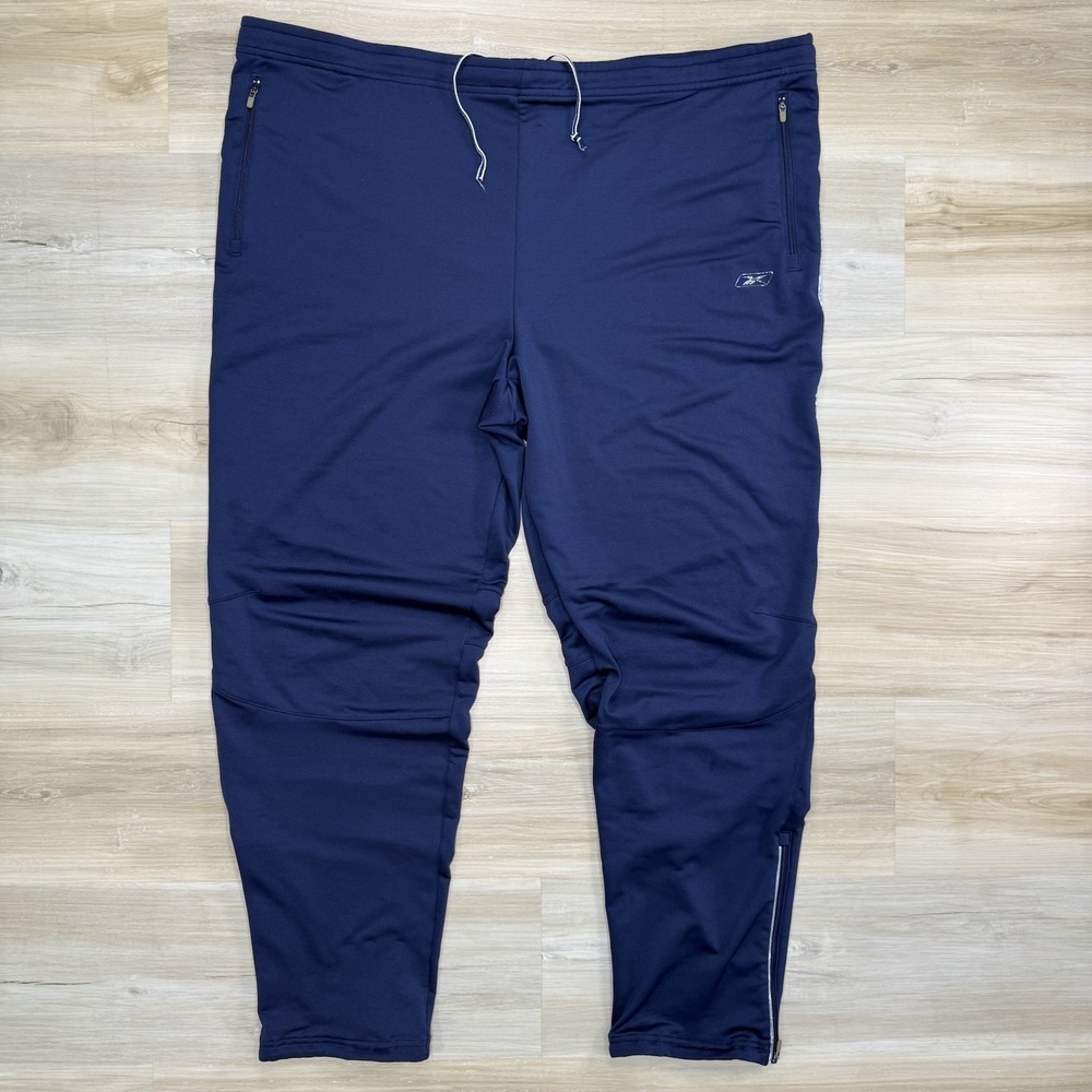 Vintage Y2K Reebok Sweatpants Mens XL Navy Blue Zipper Pockets Ankle Zip Track